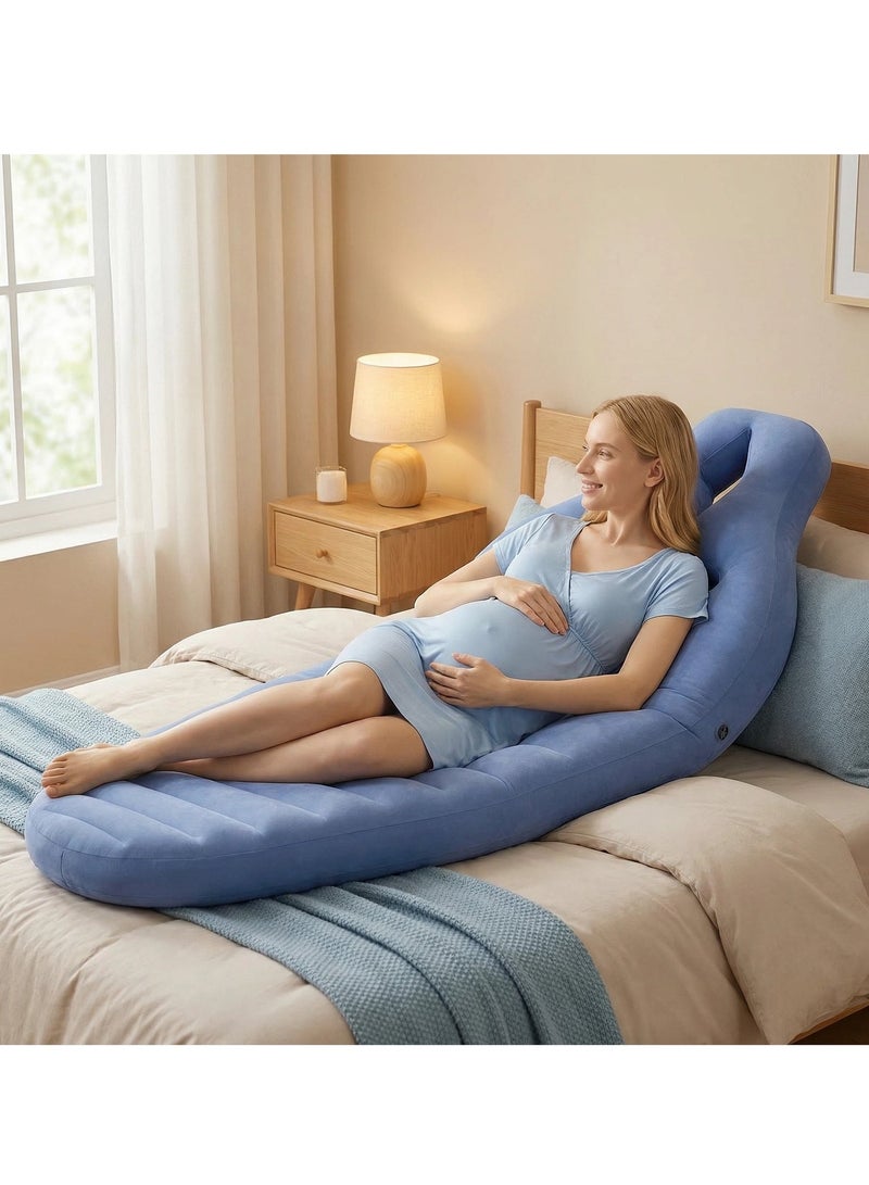 واي آند دي وسادة حمل قابلة للنفخ، مرتبة هوائية للحوامل، وسادة دعم للظهر والساقين والبطن والورك، وسادة نوم محمولة لكامل الجسم، سرير هوائي للحوامل مع فتحة - Image 5